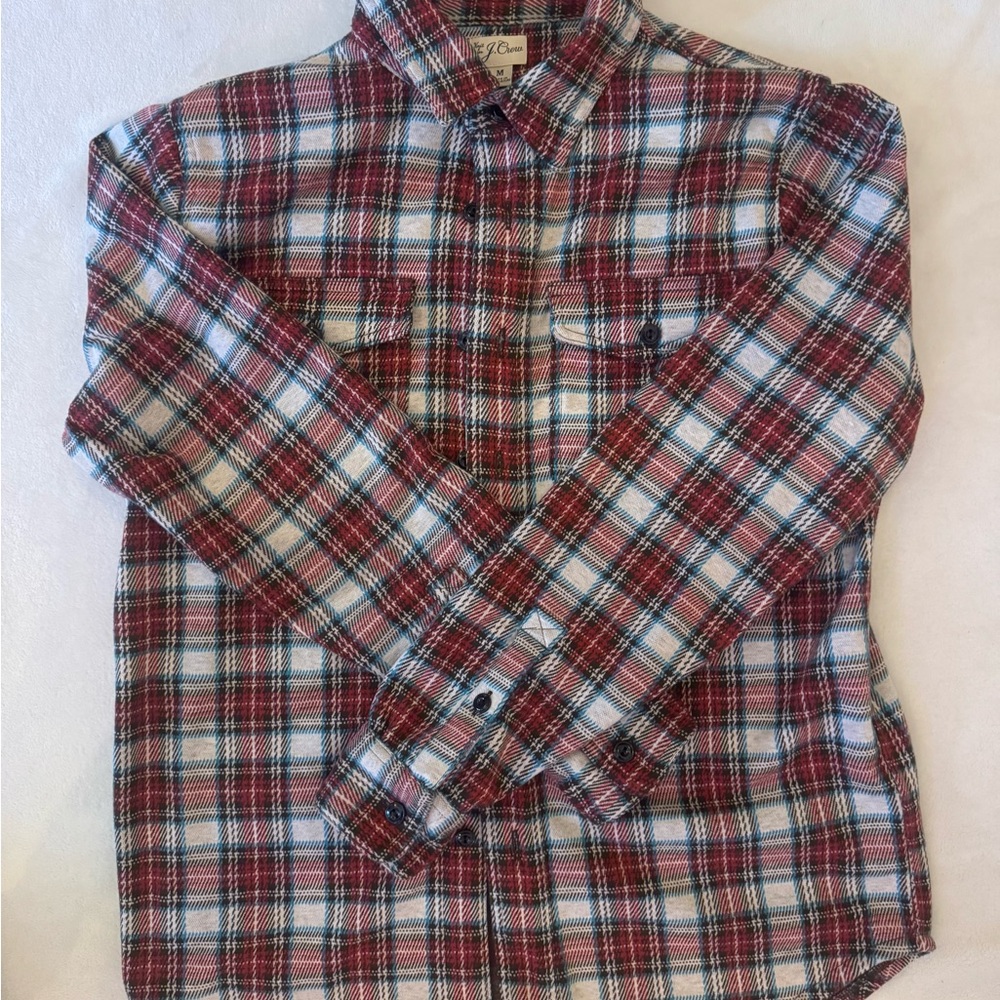 J. Crew NEW Men’s Red Plaid Flannel Button Down Shirt MEDIUM